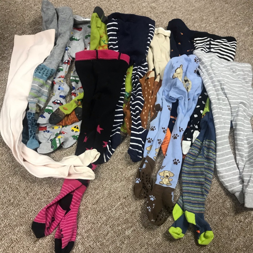 12 pairs of tights for kids, various brands